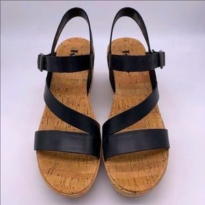 NIB Korks Bergeggi black wedge sandal size 10